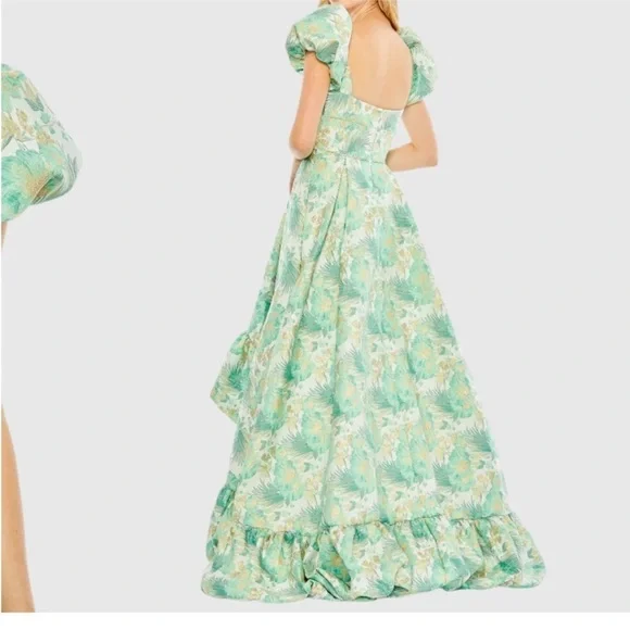 Mac Duggal Green Floral Brocade gown - 14 - Picture 2 of 13